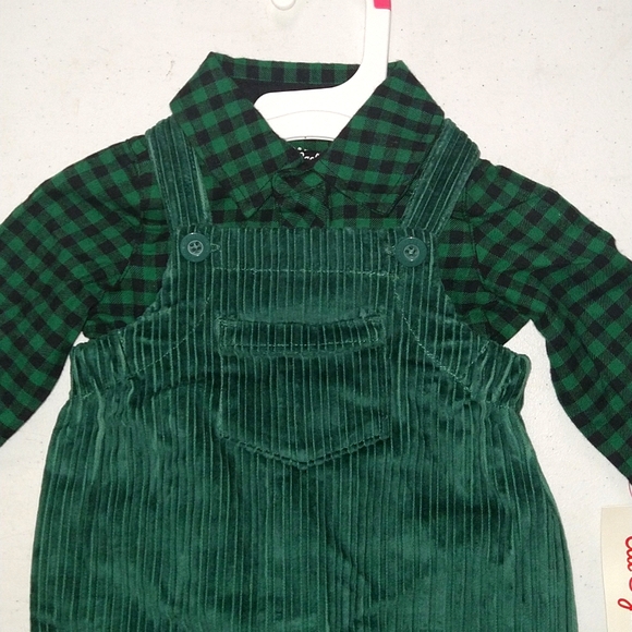 NEW! Baby Boys Corduroy Dungaree / Overalls Top & Bottom Set, Green - Cat & Jack - Picture 3 of 15